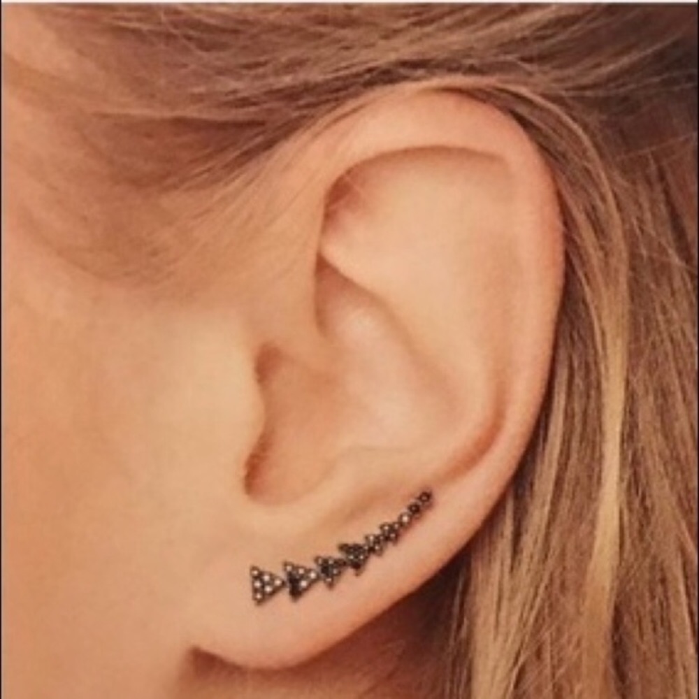 Stella & Dot Pave triangle ear climbers